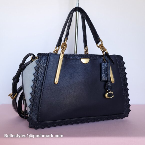 COACH Dreamer 27 Whipstitch Colorblocked Mixed Leather & Suede Satchel-Ink Mult⭐ - Picture 2 of 16